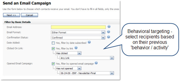 Email Behavioral Targeting with Pinpointe